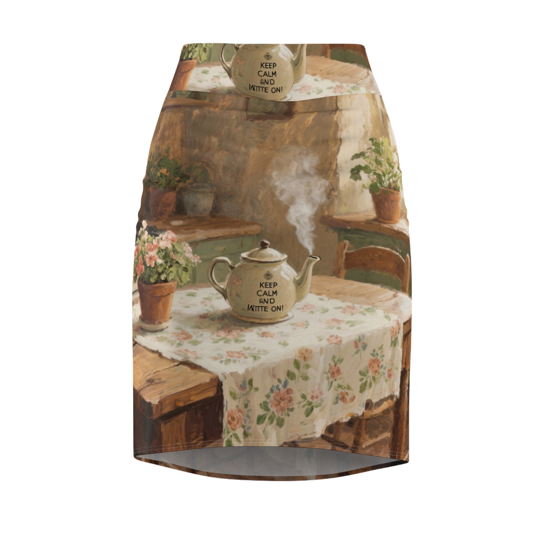 Keep Calm  Kettle On! Women's Artistic AOP Pencil Skirt