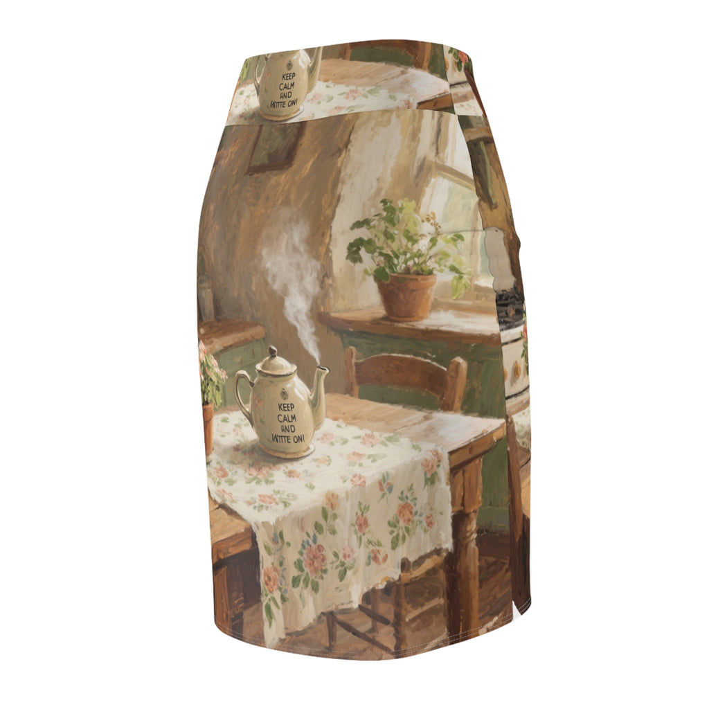 Keep Calm  Kettle On! Women's Artistic AOP Pencil Skirt