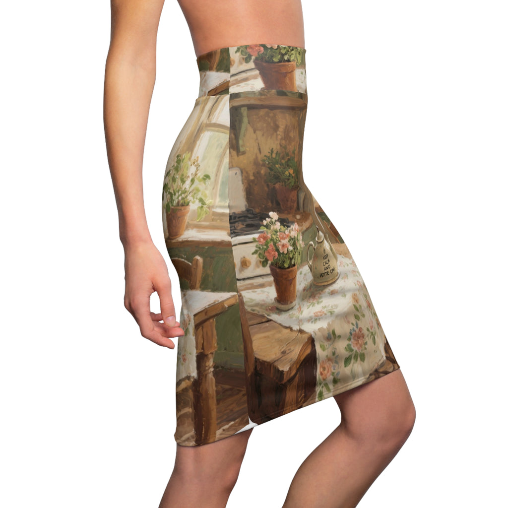Keep Calm  Kettle On! Women's Artistic AOP Pencil Skirt