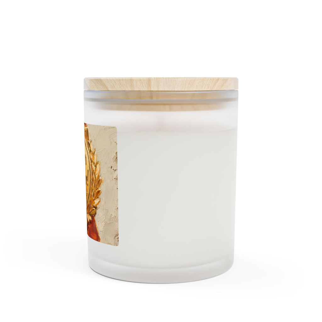 Badge of Honor! Frosted Glass Candle  Elegant 11oz Aromatic Decor with Wooden Wick