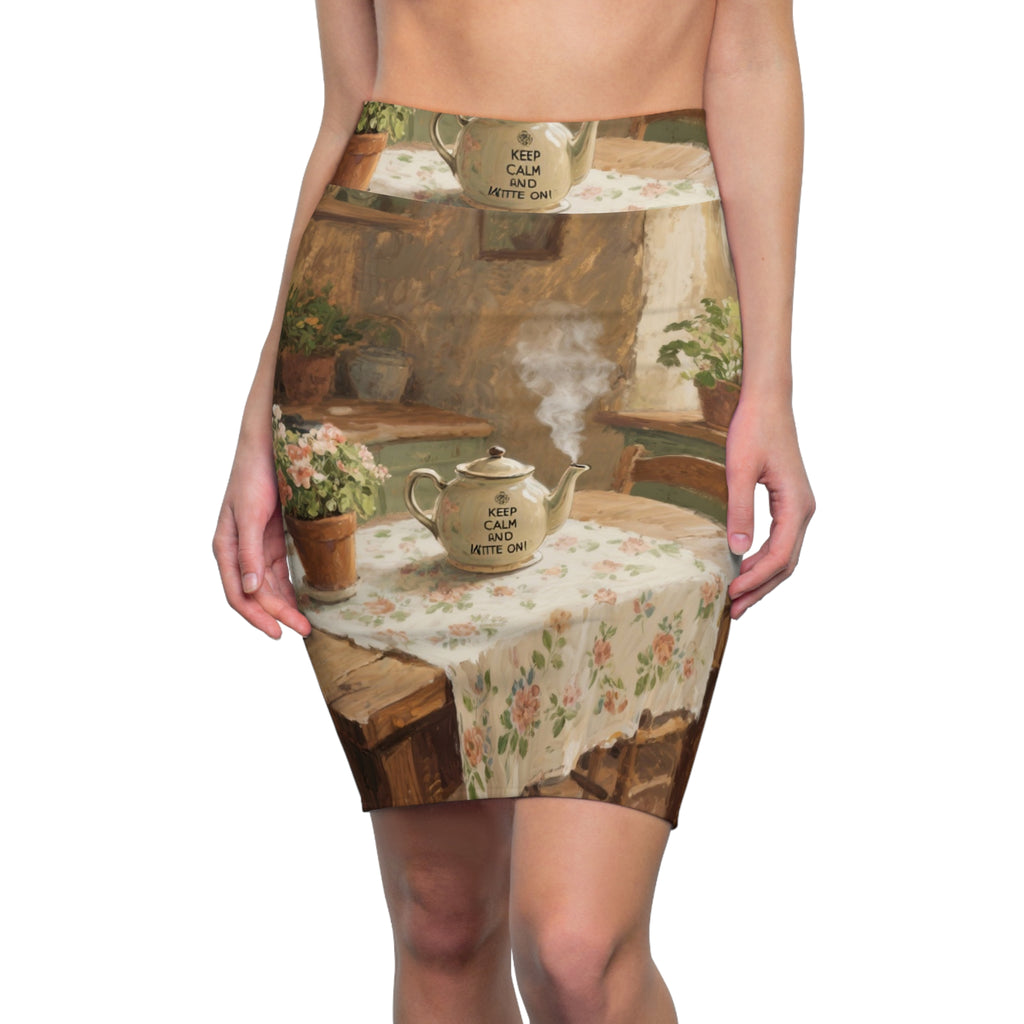 Keep Calm  Kettle On! Women's Artistic AOP Pencil Skirt